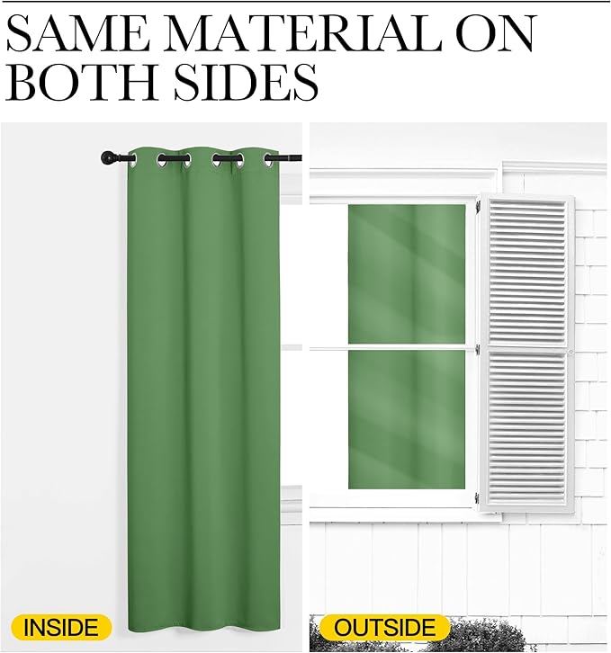 NICETOWN Room Darkening Curtains 63" Long Set of 2 for Bedroom, Forest Green Nursery Essential Thermal Insulated Solid Grommet Top Blackout Curtains/Drapes (1 Pair, 42 inches Wide)