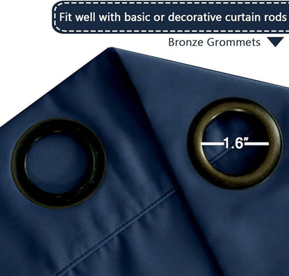 H.VERSAILTEX Blackout Patio Curtains 100 x 108 Inches for Sliding Door Extral Wide Blackout Curtain Panels Thermal Insulated Room Divider - Grommet Top, 9' Tall by 8.5' Wide - Navy Blue