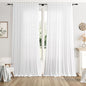 Extra Wide Linen Curtains for Living Room 102 Inch for Bedroom Divider Off White Rustic Farmhouse Drape Rod Pocket Back Tab Light Filtering Dinner/Office Window Curtain for Sliding Door，2 Panles