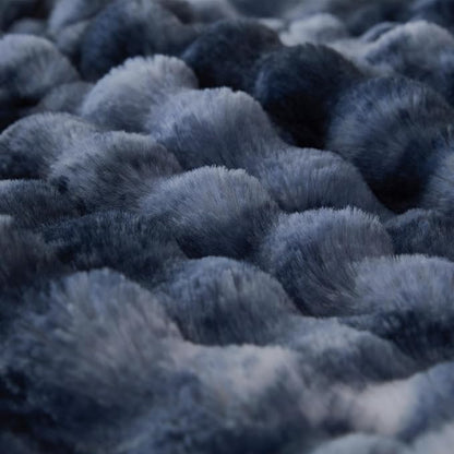 COOVA Faux Fur Throw Blanket for Couch, Cozy Soft and Fuzzy Plush Rabbit Fur Bubble Blanket for Sofa Bedroom Living Room, 60x80 Inches Tie Dye Light Blue