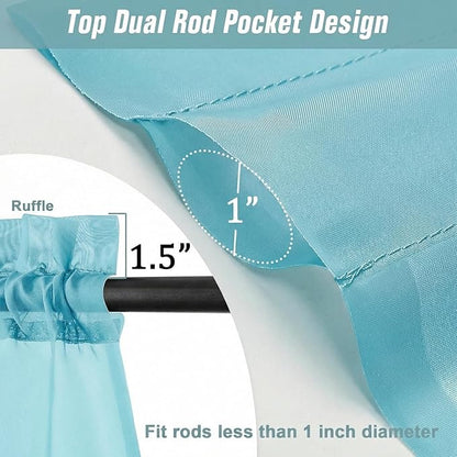 Sheer Curtains 63 Inch Length 2 Panels, Voile Sheer Curtain for Living Room, Breathable Light Filtering Modern Window Treatments, Soft Fabric Dual Rod Pocket Drapes, Aqua, 2x42Wx63L Inches