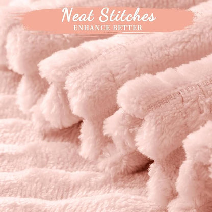Buryeah 6 Pcs Flannel Throw Blanket Bulk 50 x 60 in Sleepover Blanket Outdoor Wedding Throw Lightweight, Oeko-tex Standard 100 Certified for Sofa Homeless Gifts (Pastel Pink)