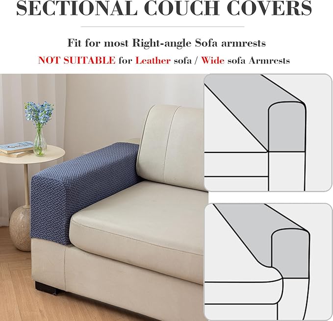 2Pcs Couch Arm Covers, Armrest Cover for Sofa, Sofa Arms Covers Washable Arms with Twist Pins Soft,Skin-Friendly for Pets (Texture Light Coffee, Armrest Cover)