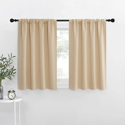 NICETOWN Blackout Room Darkening Curtains - Home Decoration Light & Noise Reducing Thermal Insulated Window Draperies with Rod Pocket Top (Biscotti Beige, Set of 2, 29 inches Wide x 30 inches Long)