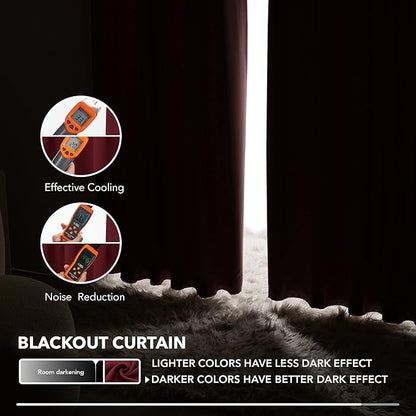 Deconovo Blackout Curtains for Living Room Thermal Insulated Back Tab and Rod Pocket Room Darkening Curtains 52Wx72L Inch Burgundy Red 2 Panels