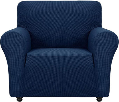 ZNSAYOTX Super Stretch Chair Slipcover Universal Sofa Chair Covers for Living Room Dogs Pet Furniture Protector Spandex Armchair Slipcovers with Anti Slip Foam Sticks (Navy Blue, Chair)