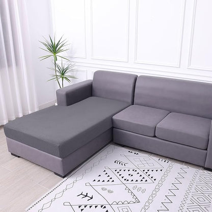 hyha Waterproof Sectional Couch Covers, Non Slip Sofa Couch Cushion Covers L Shape, Thick Stretch Jacquard Fabric, Washable Sofa Slipcovers with Elastic Bottom (1 Piece for Chaise, Middle Grey)