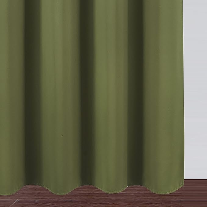 LEMOMO Olive Green Blackout Curtains 66 x 63 Inch Length/Set of 2 Curtain Panels/Thermal Insulated Room Darkening Blackout Curtains for Bedroom