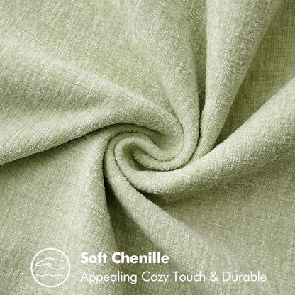 MIULEE Pack of 2 Couch Throw Pillow Covers 16x16 Inch Light Green Farmhouse Decorative Pillow Covers with Stitched Edge Soft Chenille Solid Dyed Spring Pillow Covers for Sofa Bed Living Room