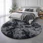 Amdrebio Tie-Dyed Dark Grey Round Area Rug 5Ft for Living Room Bedroom, Soft Furry Shaggy Circle Rugs for Classroom Playroom Dorm, Modern Cool Shag Fluffy Fuzzy Circular Carpet for Men Kids Teen Boys