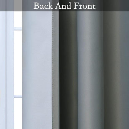 SimpleHome Ombre Curtains 42 x 63 Inch for Bedroom 2 Panels, Gradient Grey White to Grey Light Blocking Thermal Insulated Grommet Room Darkening Window Curtain/Drapes for Living Room