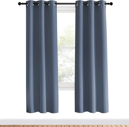 NICETOWN Blackout Curtains for Bedroom, Stone Blue, 34" Wide by 70" Long, Home Decoration Thermal Insulated Noise Reducing Curtains & Drapes for Boys Room, Privacy Panels