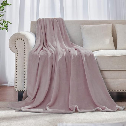 Dusty Rose Pink Throw Blanket Fleece Blanket 50"x60",Super Soft Cozy Plush Throw Blanket for Couch Sofa Bed,Warm and Lightweight Bed Blankets for Adults