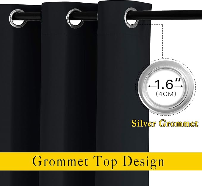 NICETOWN Living Room Black Out Curtains 84 inches Long, Thermal Insulated Window Treatments Solid Grommet Room Darkening Drapes for Bedroom/Kids Room, W40 x L84, 2 Panels
