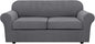 H.VERSAILTEX 3 Piece Stretch Sofa Covers for 2 Cushion Sofa Couch Covers for Living Room Furniture Cover (Base Cover Plus 2 Seat Cushion Covers) Thicker Jacquard Fabric(Large Sofa, Grey)