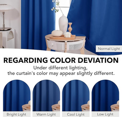 Deconovo Blackout Curtains, Thermal Insulated, W42 x L54 2 Panels, Back Tab, Machine Washable, Room-Darkening Drapes for Bedroom/Living Room Royal Blue