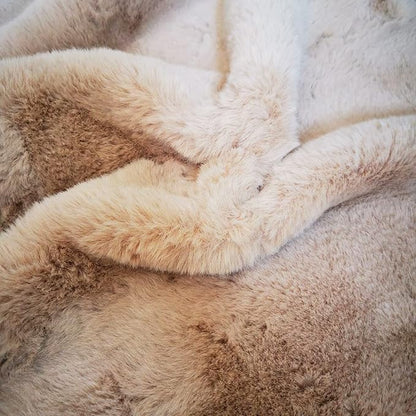 Ghouse Beige 8x10 Area Rug Fluffy Faux Rabbit Fur Rug Beige Rug Plush Fuzzy Shag Rug for Living Room, Bedroom, Playing Room, Nursery Room