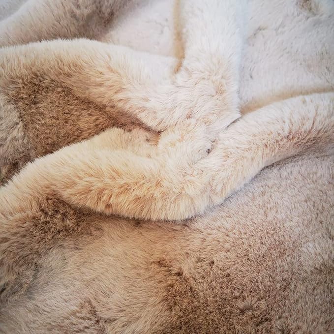 Ghouse Ultra Soft Faux Rabbit Fur Rug, Machine Washable Area Rugs for Bedroom Fluffy Rugs for Living Room, No-Shedding Carpet Sheepskin Runner Rugs Light Brown Beige 2x10 Feet