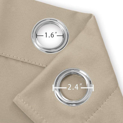 LEMOMO Blackout Curtains 52 x 90 inches Long Khaki Curtains Set of 2 Panels Thermal Insulated Room Darkening Curtains for Bedroom