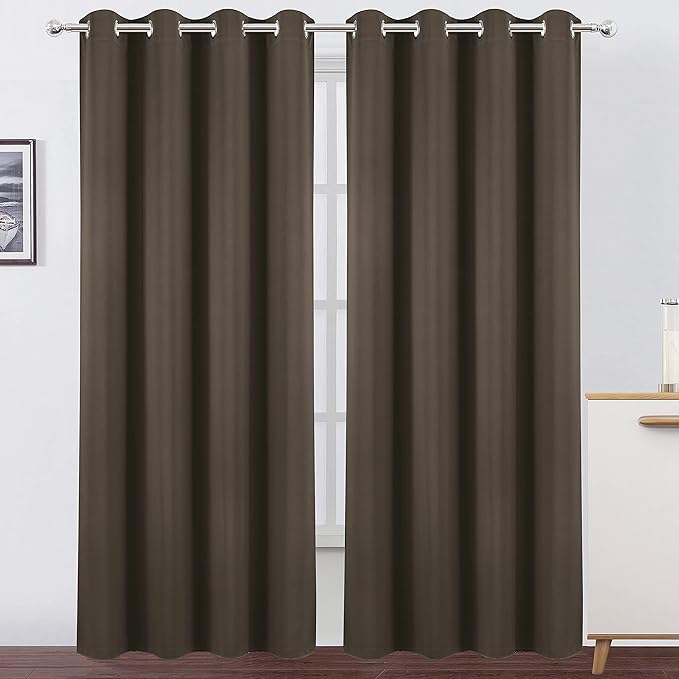 LEMOMO Blackout Curtains 66 x 84 inch/Chocolate Brown Curtains Set of 2 Panels/Thermal Insulated Room Darkening Bedroom Curtains