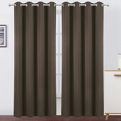 LEMOMO Blackout Curtains 66 x 84 inch/Chocolate Brown Curtains Set of 2 Panels/Thermal Insulated Room Darkening Bedroom Curtains