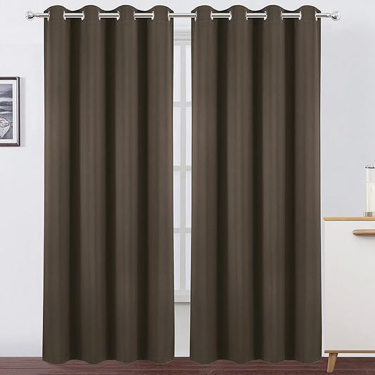 LEMOMO Blackout Curtains 66 x 95 inch/Chocolate Brown Curtains Set of 2 Panels/Thermal Insulated Room Darkening Bedroom Curtains
