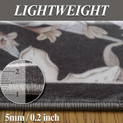 Area Rug 8x10 Vintage Rug Traditional Mat,Non Slip Indoor Boho Area Rug Carpet Home Décor for Entryway, Bedroom, Dining Room (Dark Floral)