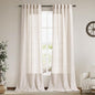 Beige Flax Linen Curtains 90 Inches Long for Bedroom 2 Panels Back Tab Loop Pocket Privacy Neutral Semi Sheer Curtains Country Rustic Farmhouse Light Filtering Drapes for Living Dining Room 40x90