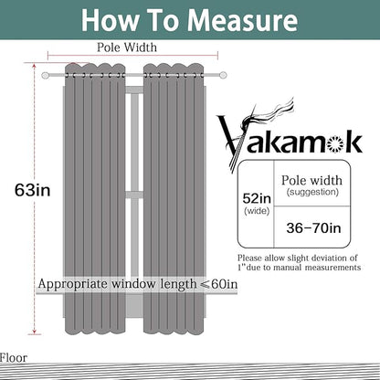 Yakamok Blackout Curtains for Bedroom,Grommet Thermal Insulated Room Darkening Curtains for Living Room, Set of 2 Panels (52 x 63Inch, Sky Blue)