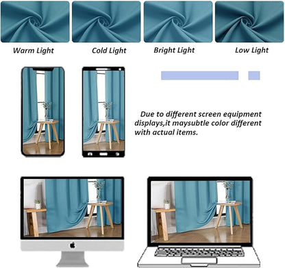 Simplebrand Ava Turquoise Blackout Curtains for Bedroom 84 Inch Length 2 Panels Set, Solid Thermal Insulated Privacy Nursery Window Treatment Curtains Blackout Drapes, W50 x L84 Inch, Turquoise