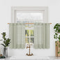 LAMIT Sage Grey Linen Kitchen Curtains 30 Inch Length, Semi Sheer Light Filtering Window Panels Back Tab and Rod Pocket Drapes for Basement/Small Windows, 34 x 30 Inch, 2 Panels