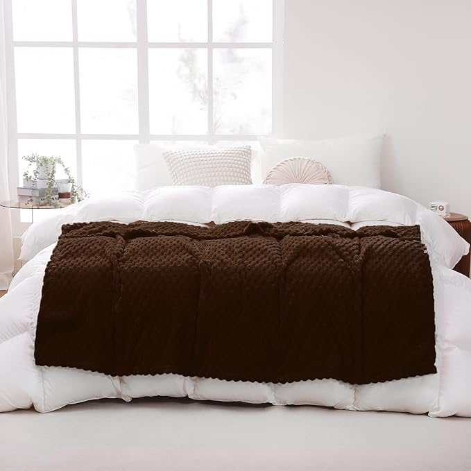 Puncuntex Brown Throw Blanket 60"×80" inches Fuzzy 3D Jacquard Decorative Flannel Fleece Super Soft Plush Cozy Blanket for Couch Sofa Chair Lightweight