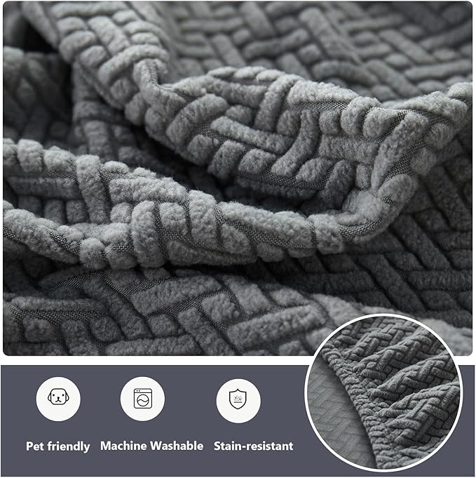Couch Cushion Covers for Sofa Couch Covers Wear-Resistant Universal Sofa Cover Washable Stretch for Sectional Slipcovers (Texture-Gray,Back Cover M)