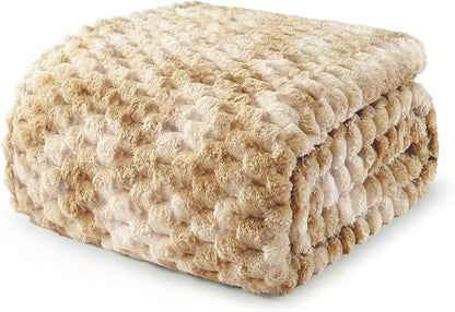 Exclusivo Mezcla Fleece Twin Blanket for Bed, Extra Large Fuzzy Tie-dye Camel Bed Blankets, Soft Cozy Plush Sofa Throws for All Seasons, 90x66 Inches