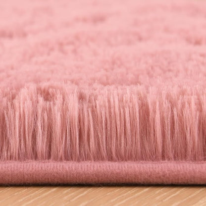 Chicrug Soft Runner Rug for Bedroom Living Room Plush Fluffy Rug 2x10 Feet, Shag Furry Runner Carpet Non Shedding for Nursery Children Kids Girls Room Home Decorative, Blush