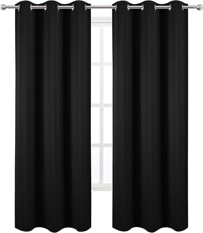 LEMOMO Black Thermal Blackout Curtains/42 x 84 Inch/Set of 2 Panels Room Darkening Curtains for Bedroom