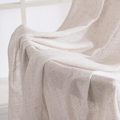 MIULEE White Linen Curtains 90 Inch Long 2 Panels Set for Bedroom Living Room, Soft Thick Linen Textured Window Drapes Semi Sheer Light Filtering Rod Pocket Back Tab Burlap Look Farmhouse Decor
