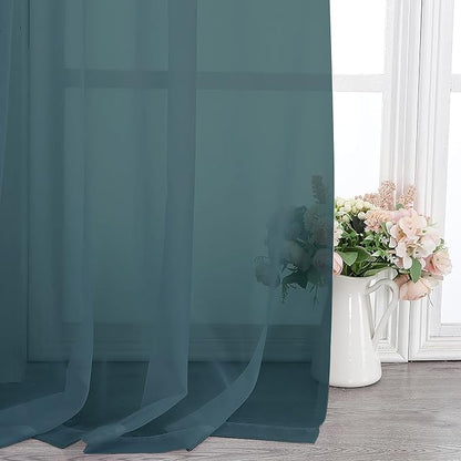 Chyhomenyc Stone Blue Sheer Curtains 72 Inch Length 2 Panels, Light Filtering Soft Airy Rod Pocket Voile Window Curtain Drapes for French Door Bedroom Living Room, Each 42Wx72L Inches