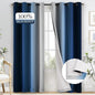 Yakamok 100% Blackout Curtains 84 Inch Length 2 Layers,Blue Curtains for Bedroom Ombre Room Darkening Grommet Gradient Drapes, Light Blocking Thermal Insulated Window Curtains for Living Room