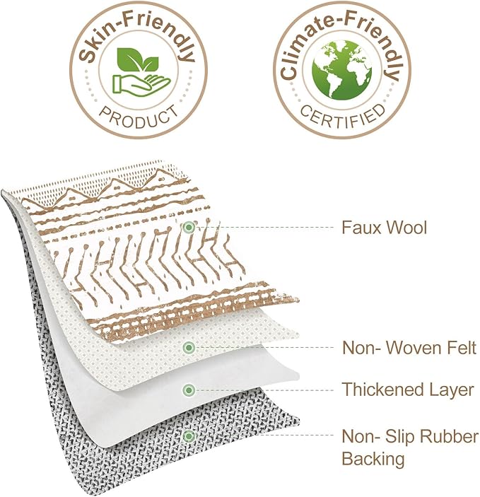 Nakagishi 6x9 Area Rugs Living Room: Washable Boho Large Neutral Soft Farmhouse Rug Stain Resistant Modern Indoor Floor Non-Slip Carpet for Bedroom Nursery Playroom Office Dining Dorm- White Brown