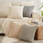Fancy Homi 4 Packs Neutral Small Decorative Throw Pillow Covers 14x14 Inch for Living Room Couch Bed Sofa, Rustic Farmhouse Boho Home Decor, Soft Plush Striped Corduroy Square Cushion Case 35x35 cm