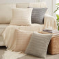 Fancy Homi 4 Packs Neutral Euro Decorative Throw Pillow Covers 26x26 Inch for Living Room Couch Bed Sofa, Rustic Farmhouse Boho Home Decor, Soft Plush Striped Corduroy Square Cushion Case 66x66 cm