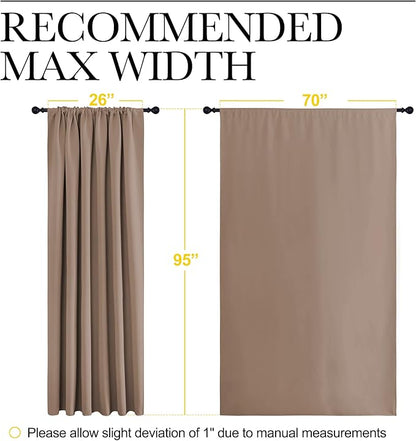 NICETOWN Room Darkening Curtains for Bedroom - Home Decoration Privacy Protection Thermal Insulated Solid Drapes/Draperies for Sliding Glass Door (Cappuccino, Set of 2, 70 x 95 inches)