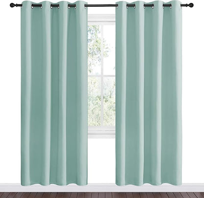 NICETOWN Aqua Blue Blackout Curtains 78" Long for Office, Dining Room, Guest Room, Sound Reducing Heat and Cold Block Curtain Panels for Modern Decorative (55" Wide by 78" Long, 2 Pieces)