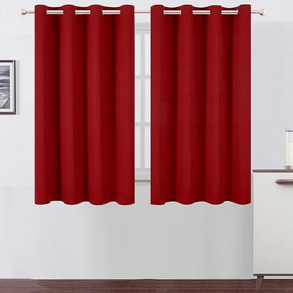 LEMOMO Red Blackout Curtains/52 x 45 Inch Length Kids Curtains/Set of 2 Panels Grommet Bedroom Curtains for Living Room