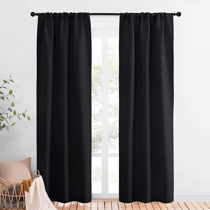 NICETOWN Black Out Curtain Panels for Kitchen - Energy Smart Decoration Thermal Insulating Blackout Drapes/Draperies for Small Window (2 Panels, 34 in x 84 in (W x L))