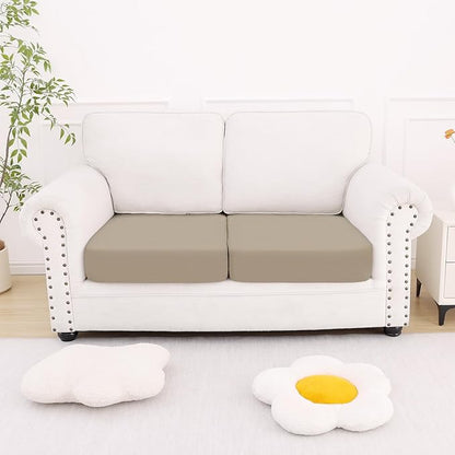 Smiry Printed Couch Cushion Covers, Stretch Soft Couch Covers for Sofa, Washable Non-Slip Sofa Slipcover Furniture Protector for Indoor and Outdoor (2 Pack, Taupe)