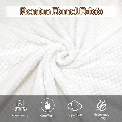 4 Pack Fleece Throw Blankets 50x60 Inches - Oeko-Tex Certified 100, 270 GSM Ultra Soft Plush for Bed, Couch and Cozy Gifts. 3D Waffle Texture, No Shedding No Pilling All Season (White)