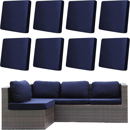 8Pcs Outdoor Cushion Covers, Patio Cushion Covers,Stretch Elastic Slipcovers, Replacement Washable & Reusable Furniture Protector for Patio Couch (Navy Blue,Cover Only)