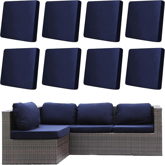 8Pcs Outdoor Cushion Covers, Patio Cushion Covers,Stretch Elastic Slipcovers, Replacement Washable & Reusable Furniture Protector for Patio Couch (Navy Blue,Cover Only)